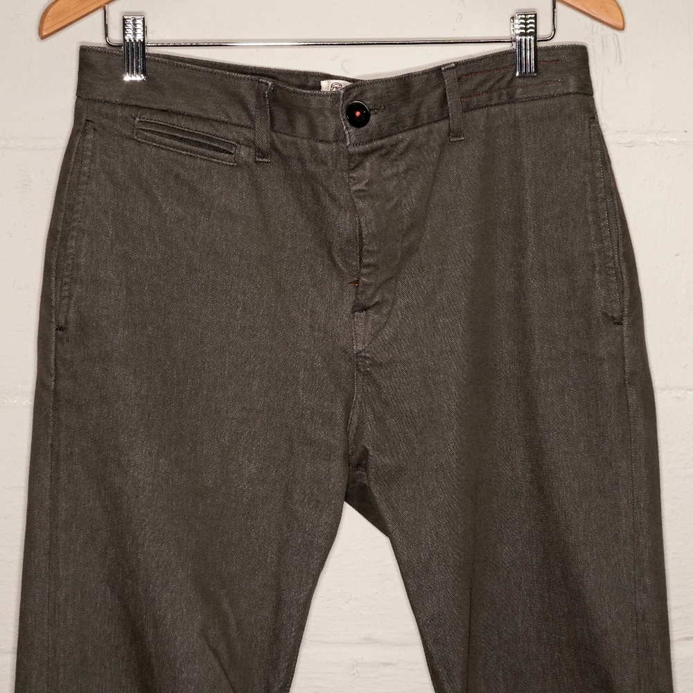 Hiroshi Kato Axe Slim Chino Pants Men 30x32 Military Green Made in USA Excellent